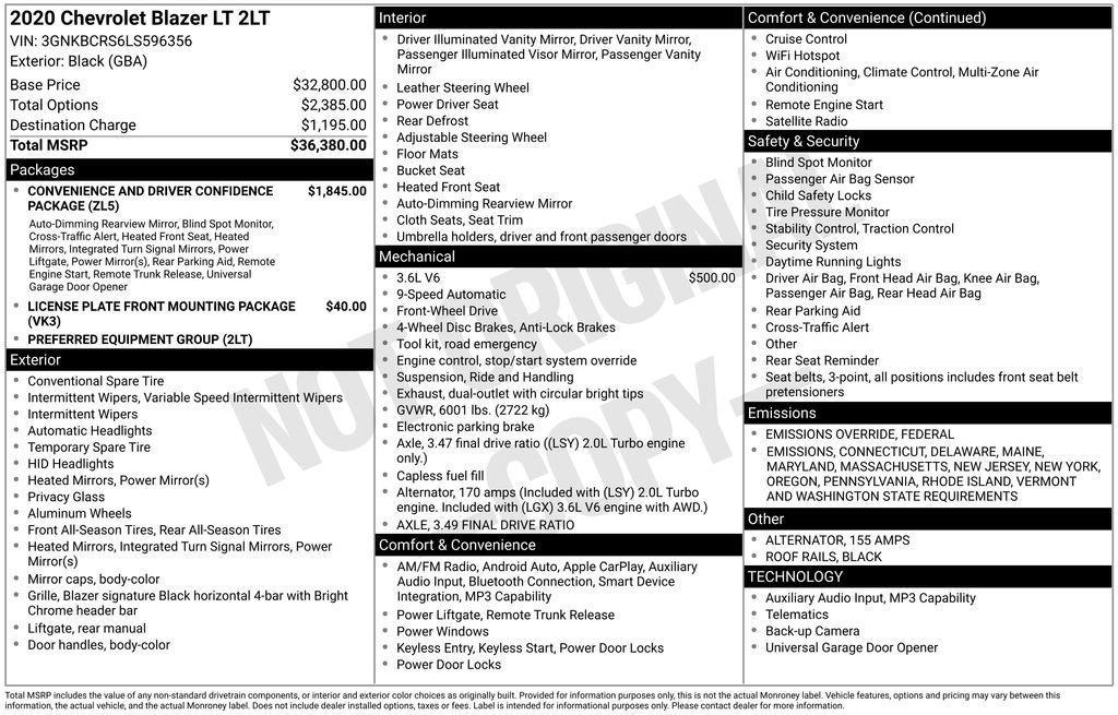 used 2020 Chevrolet Blazer car, priced at $19,060