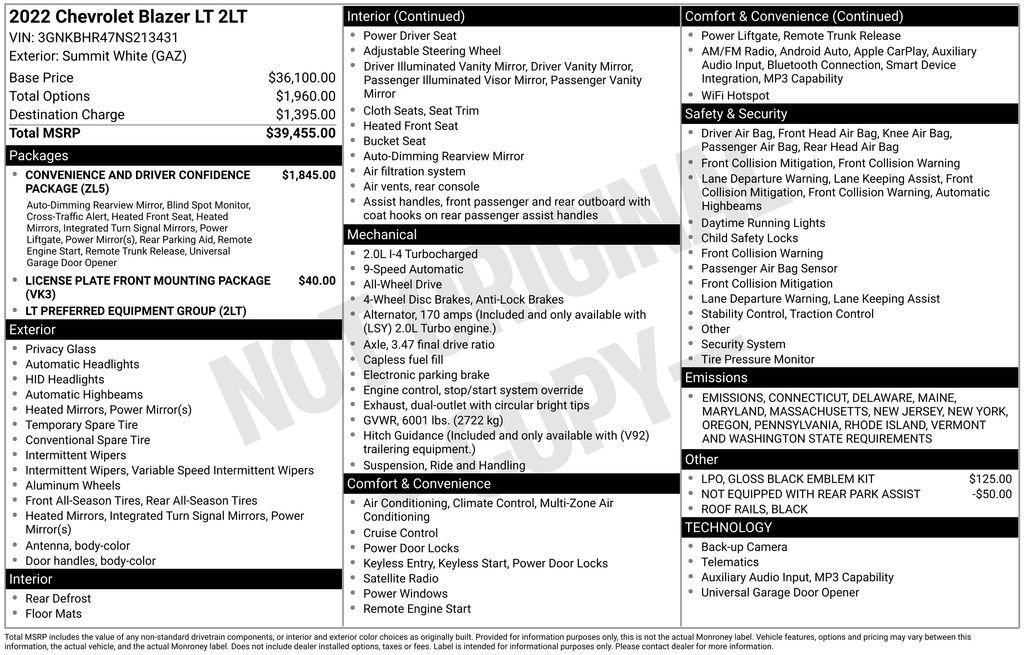 used 2022 Chevrolet Blazer car, priced at $26,900