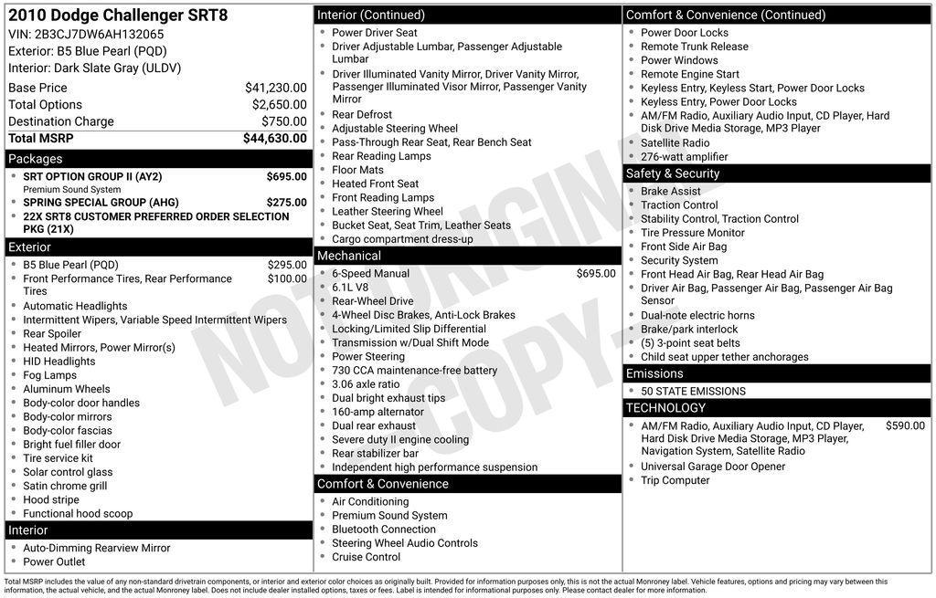 used 2010 Dodge Challenger car, priced at $29,995