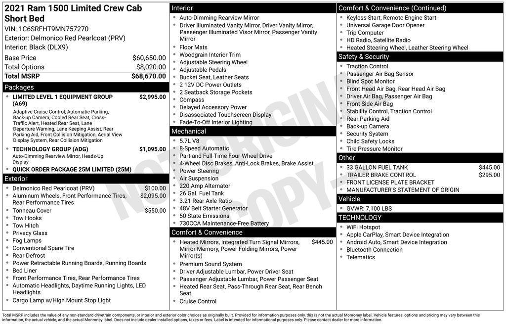 used 2021 Ram 1500 car, priced at $49,999