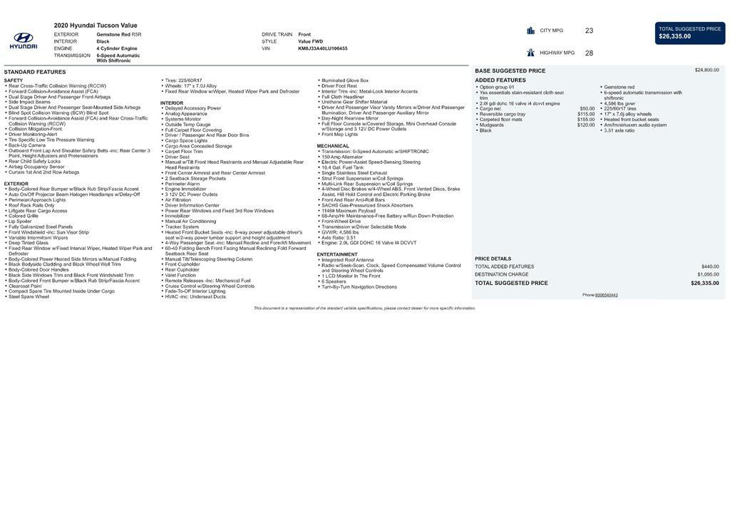 used 2020 Hyundai Tucson car, priced at $15,500