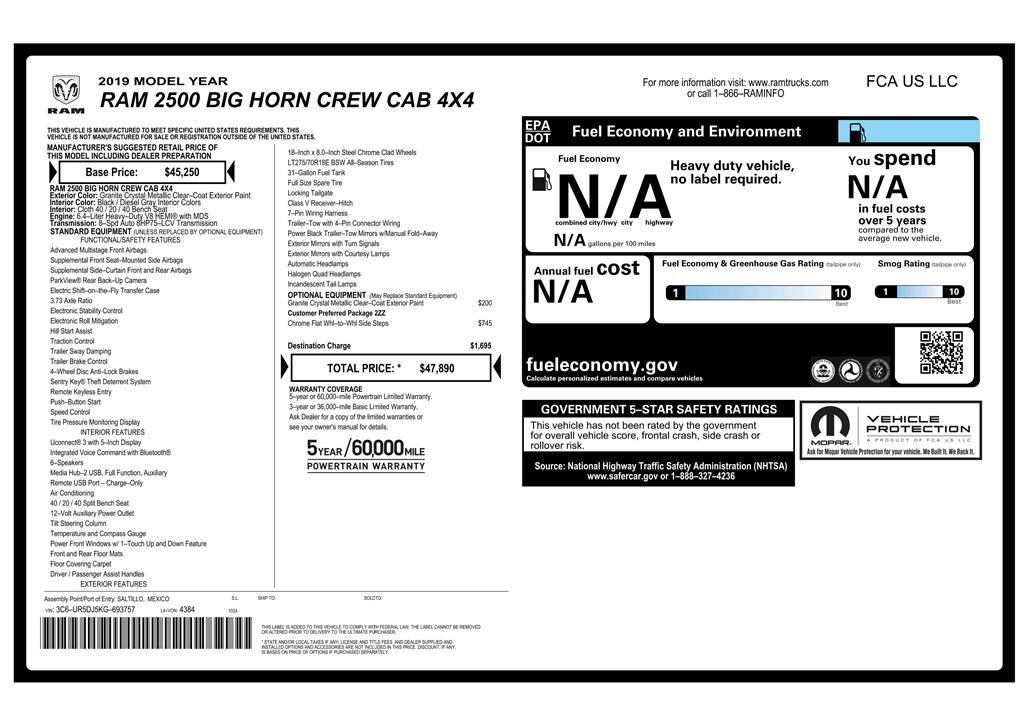 used 2019 Ram 2500 car, priced at $30,500