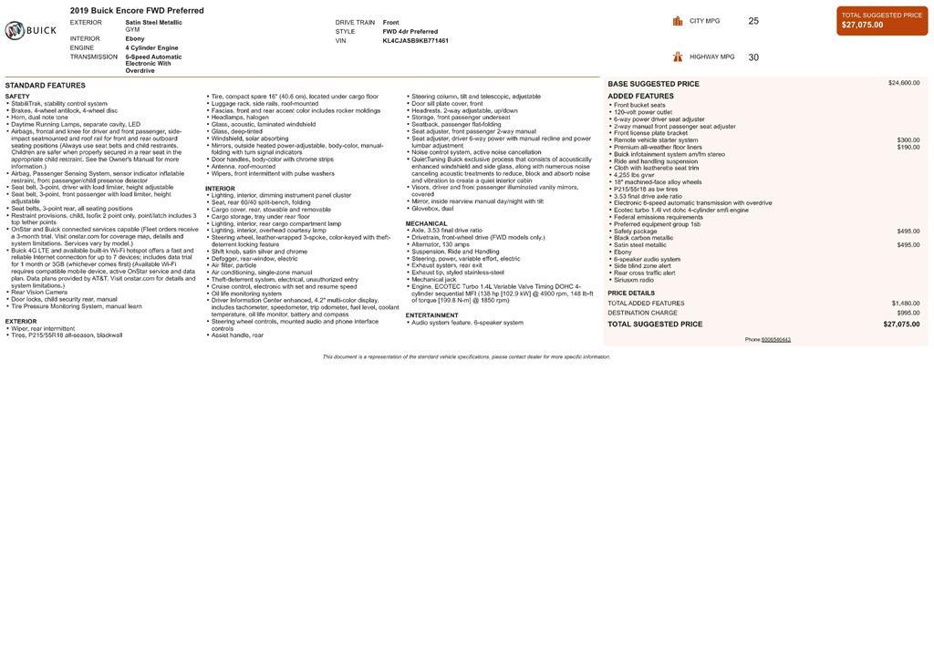 used 2019 Buick Encore car, priced at $11,900