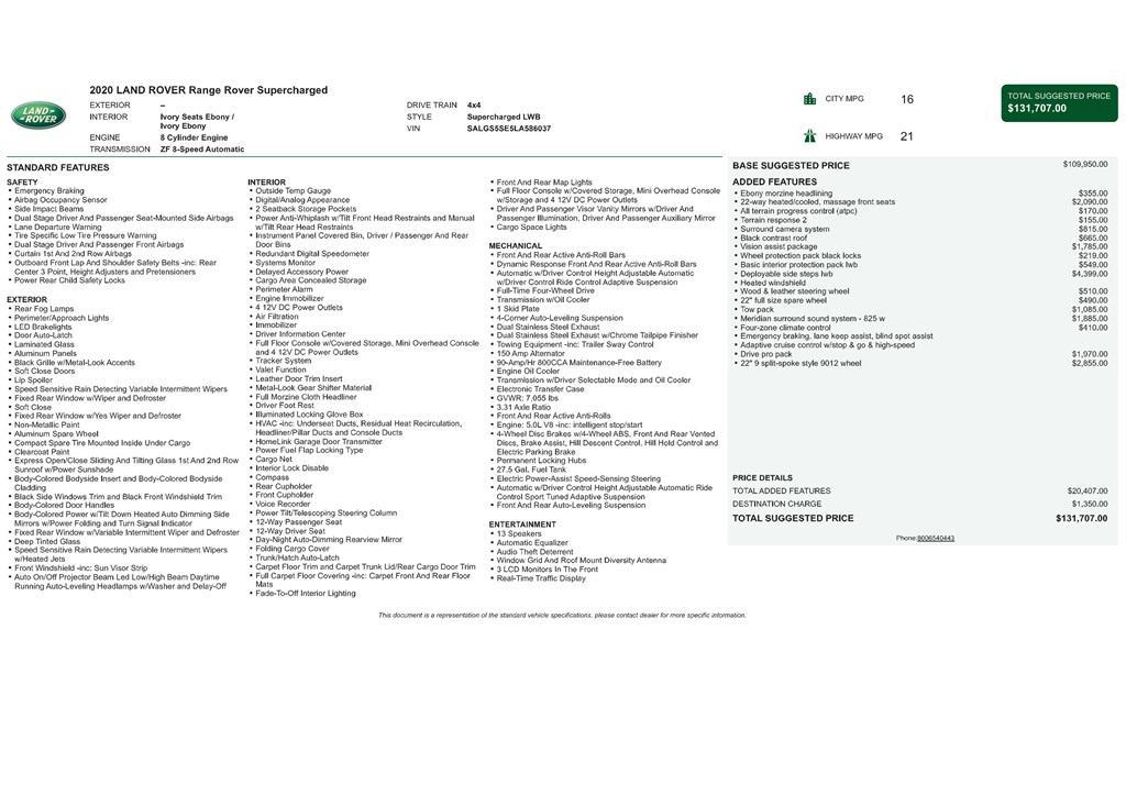 used 2020 Land Rover Range Rover car, priced at $35,499
