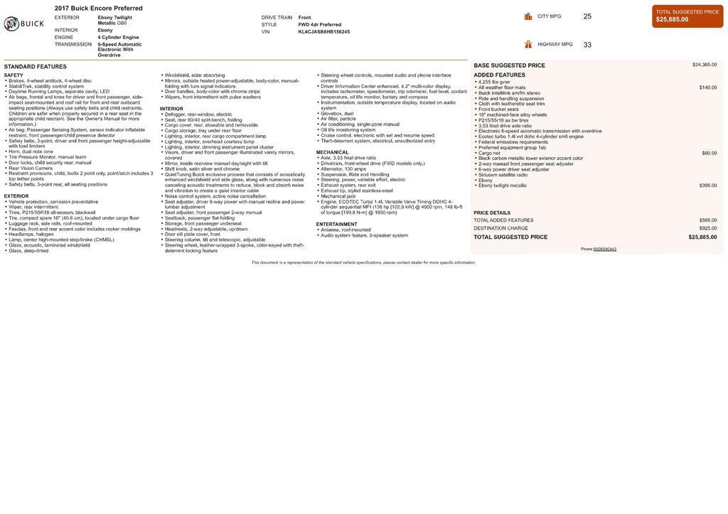 used 2017 Buick Encore car, priced at $8,222