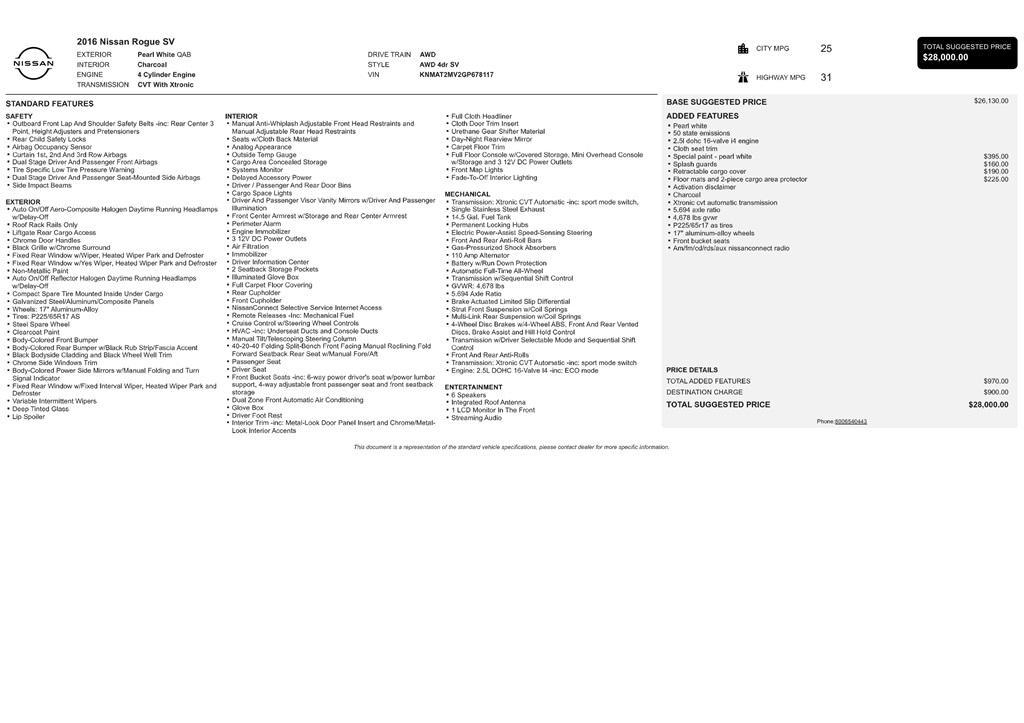 used 2016 Nissan Rogue car, priced at $12,499