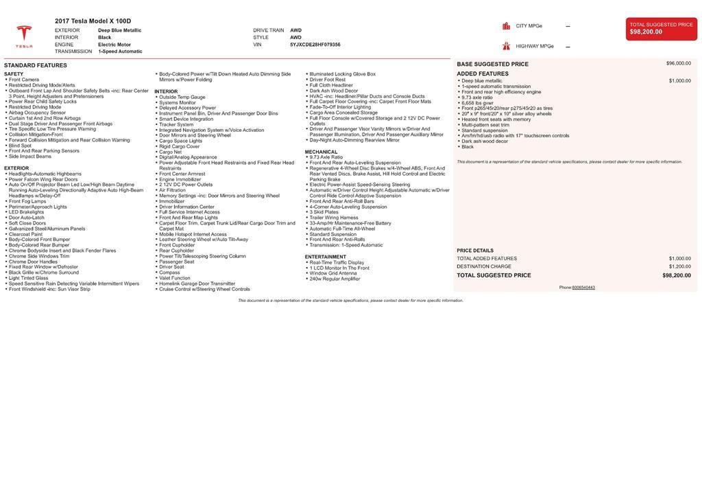 used 2017 Tesla Model X car, priced at $23,211