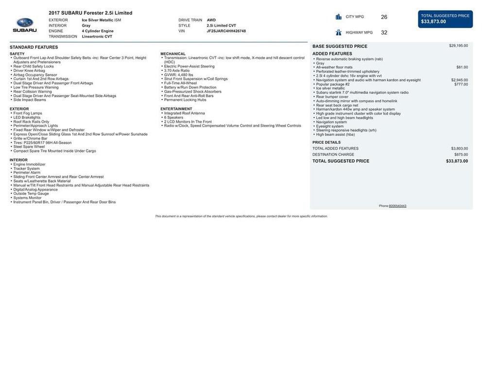 used 2017 Subaru Forester car, priced at $16,800