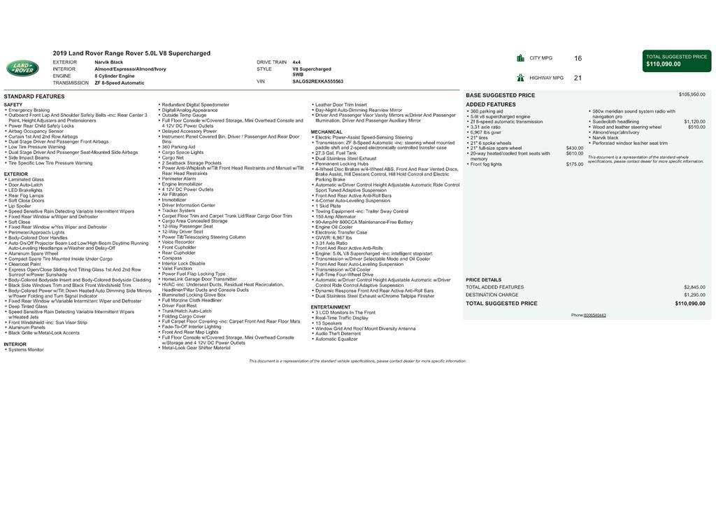 used 2019 Land Rover Range Rover car, priced at $32,477