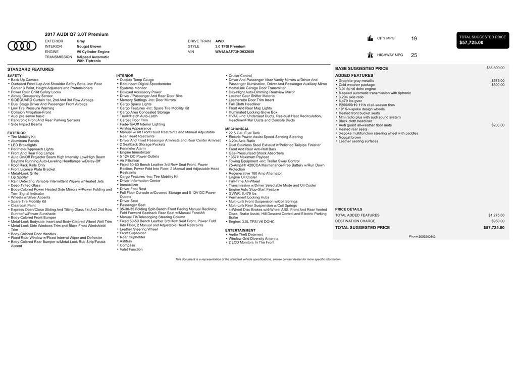 used 2017 Audi Q7 car, priced at $17,497