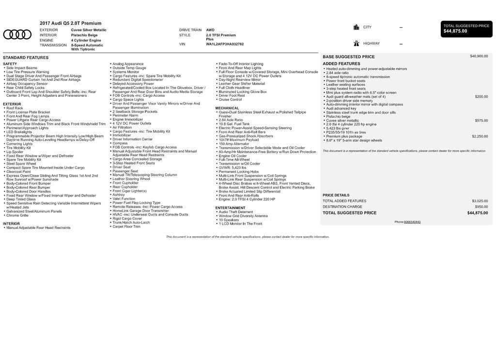used 2017 Audi Q5 car, priced at $14,800
