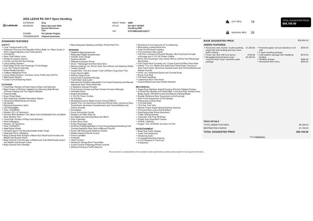 used 2022 Lexus RX 350 car