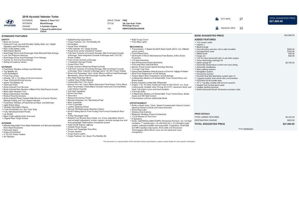 used 2016 Hyundai Veloster car, priced at $12,444