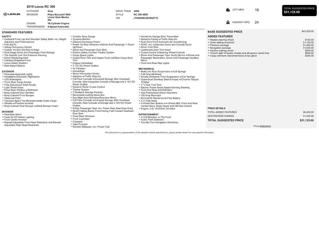 used 2019 Lexus RC 300 car, priced at $29,497
