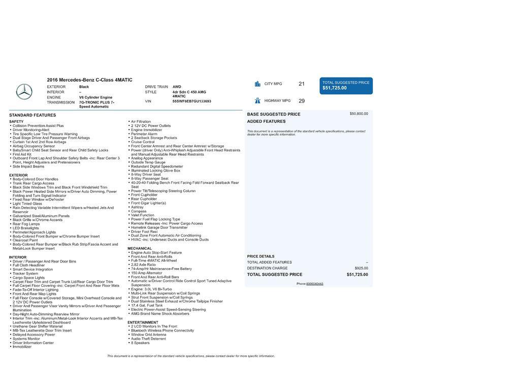 used 2016 Mercedes-Benz C-Class car, priced at $22,497