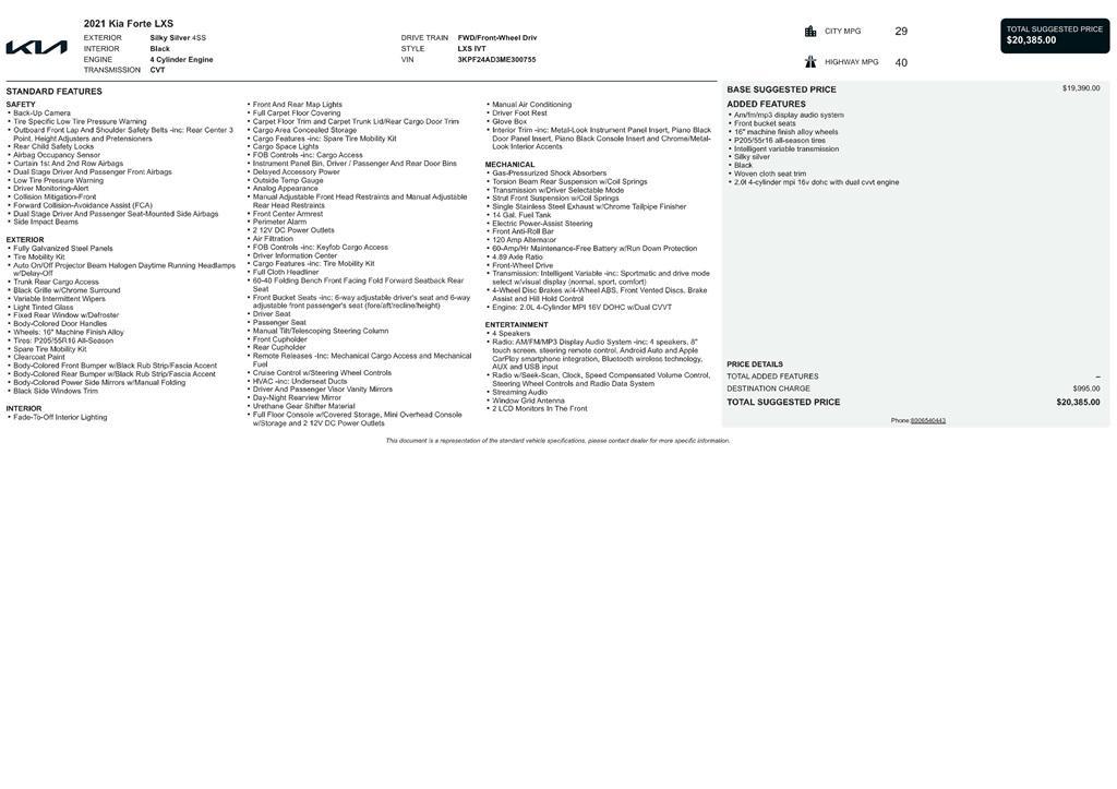 used 2021 Kia Forte car, priced at $10,900