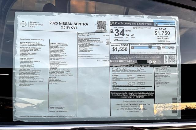 new 2025 Nissan Sentra car, priced at $24,795