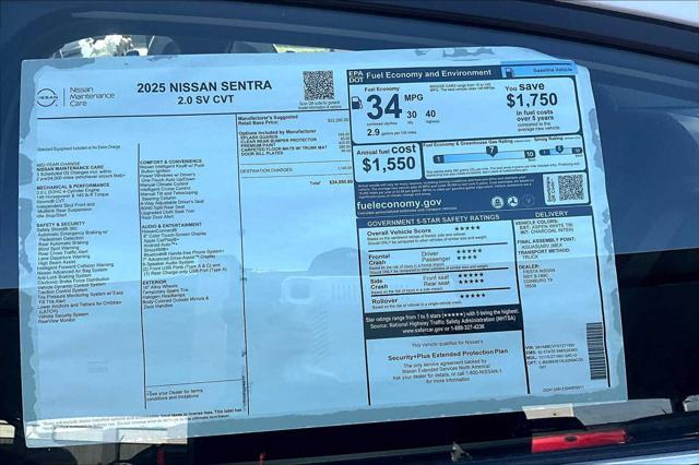 new 2025 Nissan Sentra car, priced at $24,550