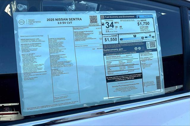 new 2025 Nissan Sentra car, priced at $24,325