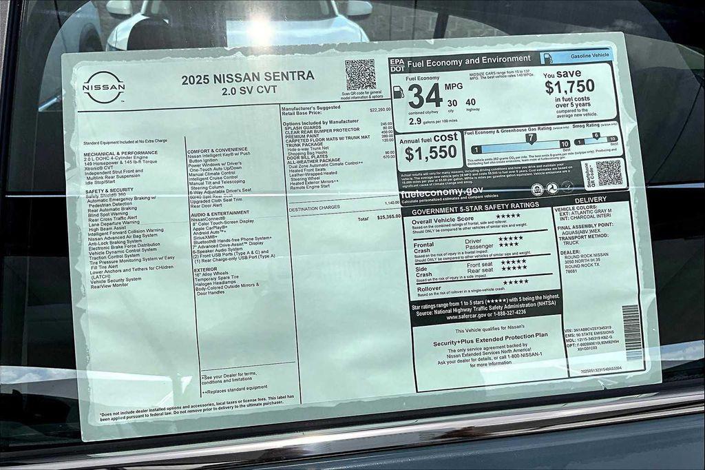 new 2025 Nissan Sentra car, priced at $24,106