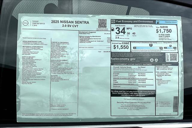 new 2025 Nissan Sentra car, priced at $23,550