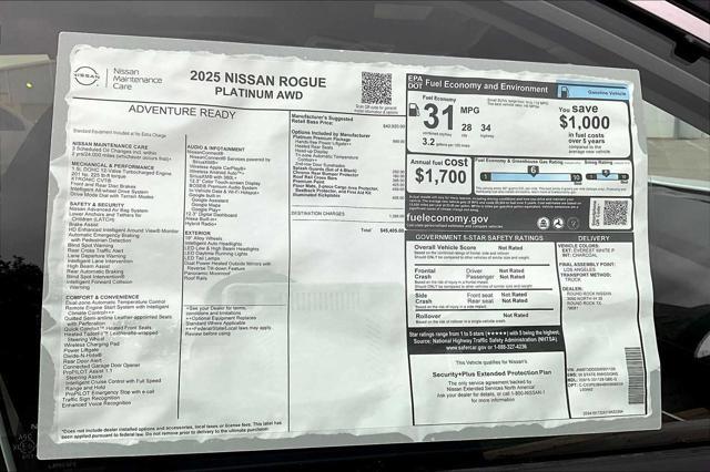 new 2025 Nissan Rogue car, priced at $43,516