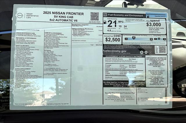 new 2025 Nissan Frontier car, priced at $35,575