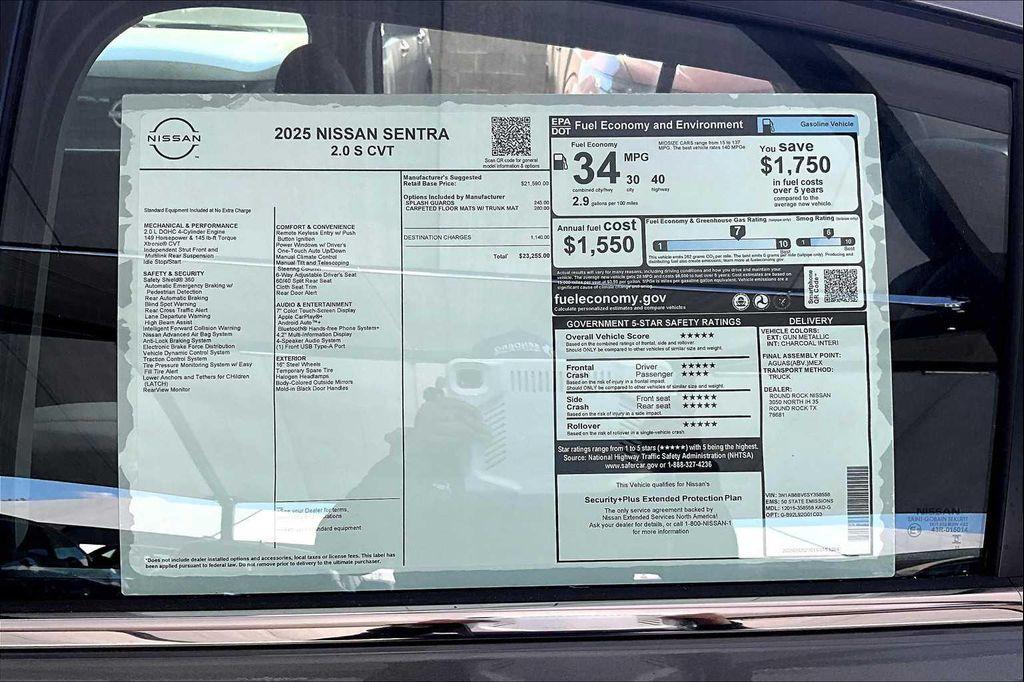 new 2025 Nissan Sentra car, priced at $23,255