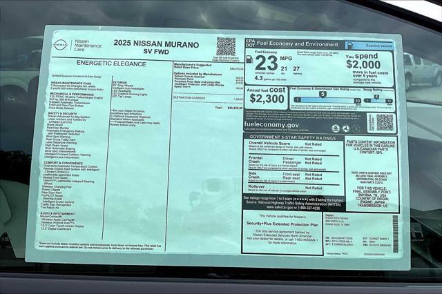 new 2025 Nissan Murano car, priced at $43,230