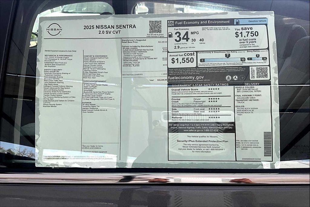 new 2025 Nissan Sentra car, priced at $23,292