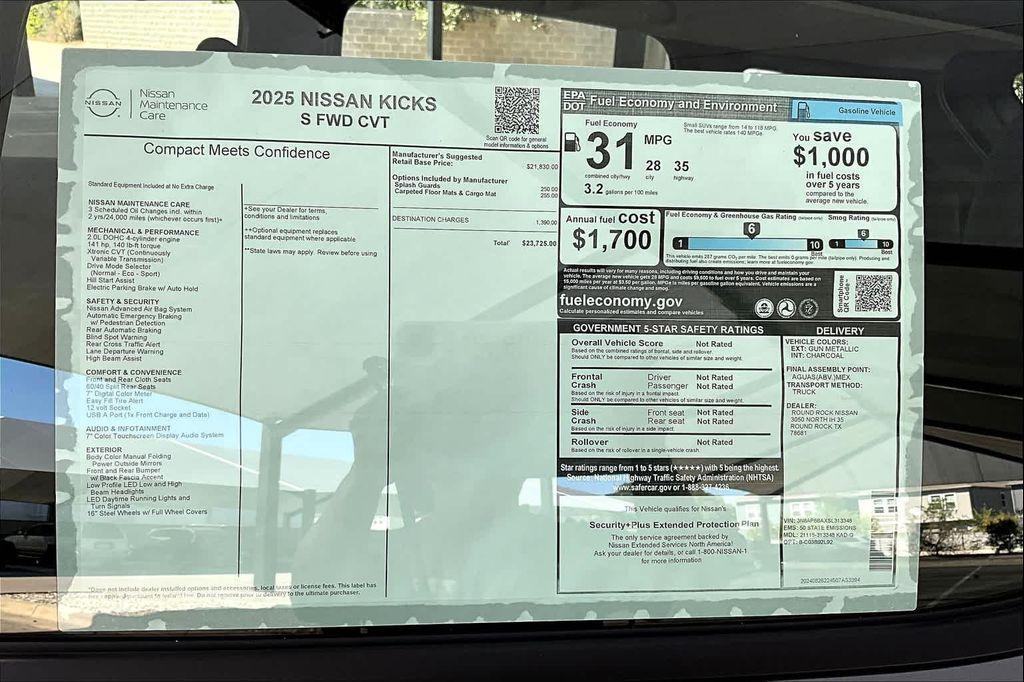 new 2025 Nissan Kicks car, priced at $23,725