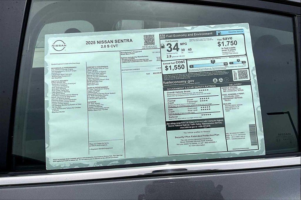 new 2025 Nissan Sentra car, priced at $23,335