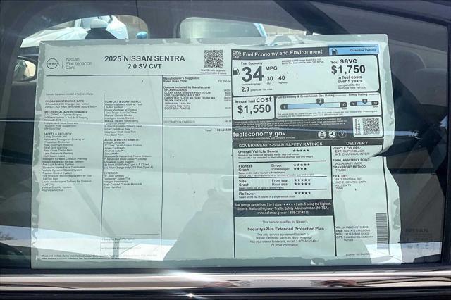 new 2025 Nissan Sentra car, priced at $23,193