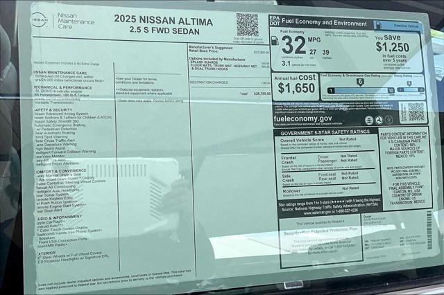 new 2025 Nissan Altima car, priced at $26,833