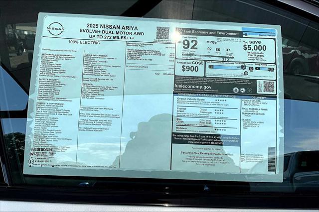 new 2025 Nissan ARIYA car, priced at $51,450