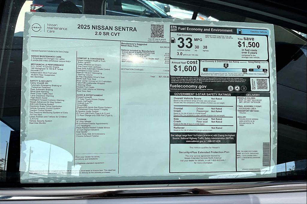 new 2025 Nissan Sentra car, priced at $25,718