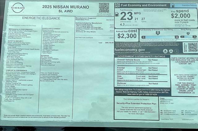 new 2025 Nissan Murano car, priced at $50,735