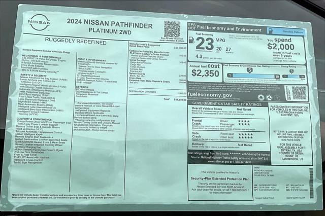 new 2024 Nissan Pathfinder car, priced at $48,229