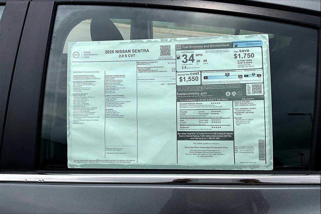 new 2025 Nissan Sentra car, priced at $22,281