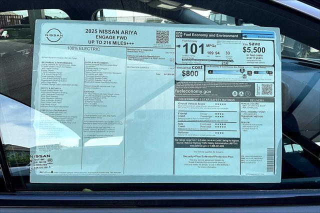 new 2025 Nissan ARIYA car, priced at $39,898
