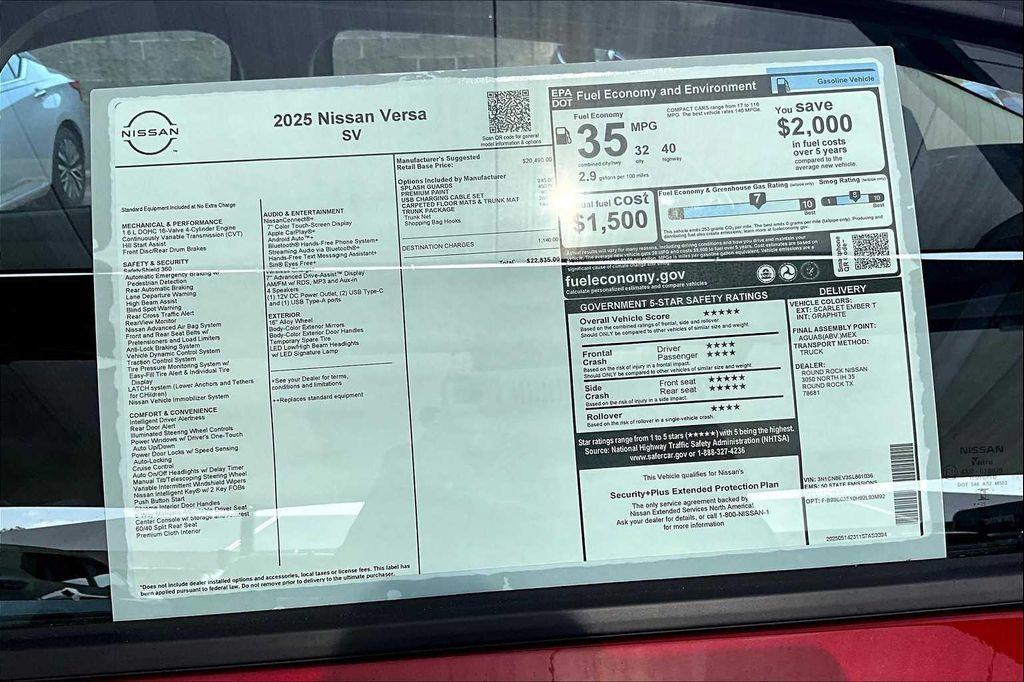 new 2025 Nissan Versa car, priced at $22,835