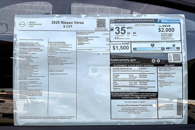 new 2025 Nissan Versa car, priced at $21,020