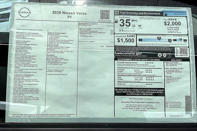 new 2025 Nissan Versa car, priced at $21,852