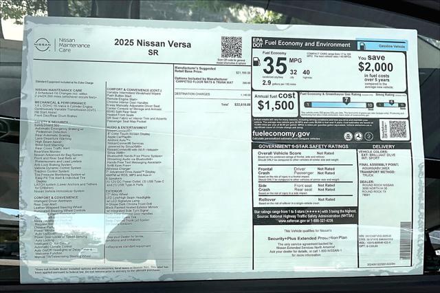 new 2025 Nissan Versa car, priced at $22,610