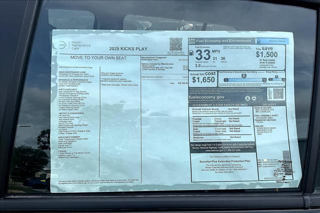 new 2025 Nissan Kicks car, priced at $22,857