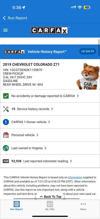 used 2019 Chevrolet Colorado car, priced at $23,200