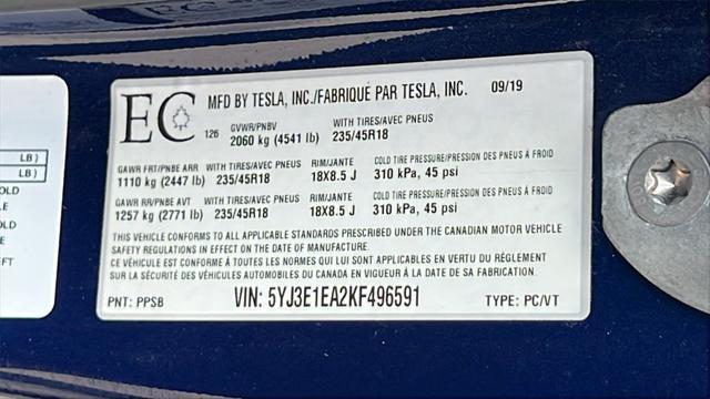 used 2019 Tesla Model 3 car, priced at $21,475