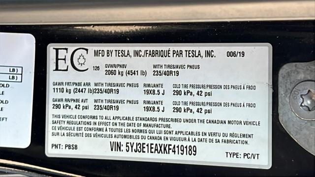 used 2019 Tesla Model 3 car, priced at $16,575