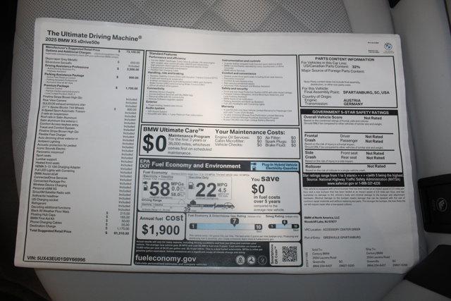 new 2025 BMW X5 PHEV car, priced at $81,310