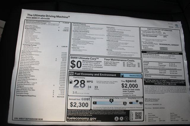 new 2025 BMW X1 car, priced at $49,515